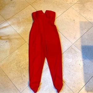 Red Strapless Trixxi Jumpsuit